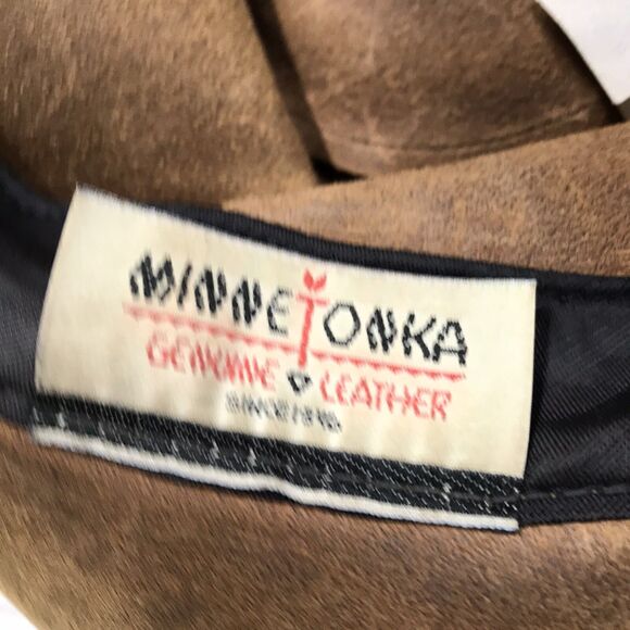 MINNETONKA Leather Stetson Fedora Men L Brown Braid Strap Western Outback - Picture 7 of 12